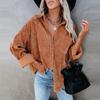 Dame uformelle V-hals Langermet knapp Corduroy95% polye Uformell bluse frakk topper
