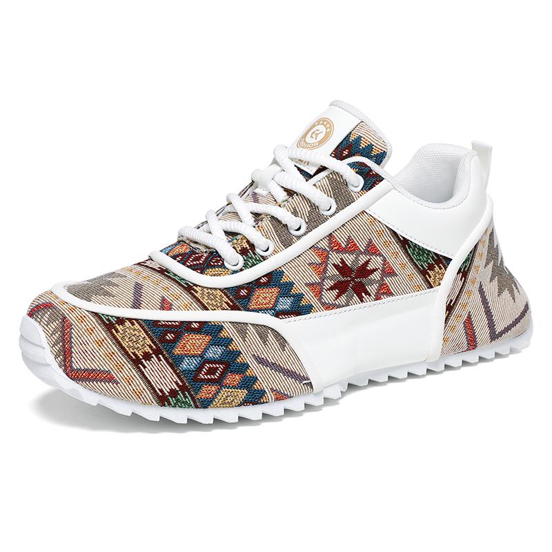 Baskets Décontractées pour Homme Toile Imprimée Plates Montantes Chaussures de Couple Antidérapantes Semelle Épaisse Respirantes Mocassins Chaussures d'Étudiant pour la Marche Homme