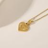 Golden Heart Clavicle Necklace with Radial Pattern In Stainless Steel