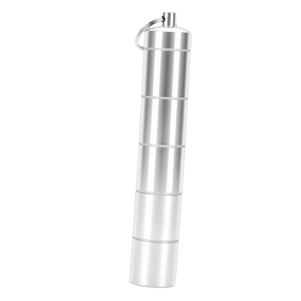 6 Fächer Mini-Tabletten-Etui Aluminiumlegierung Wasserdicht Tragbare Tablettenbox Spender 25x140mm