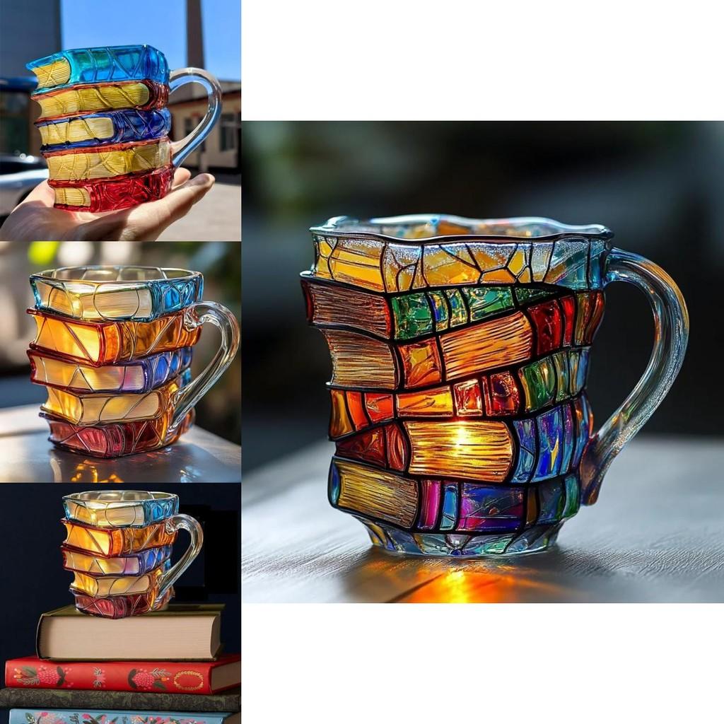 Painted Book Mug Coffee Cup Resin Hand Painted Modern Decor For Home Office