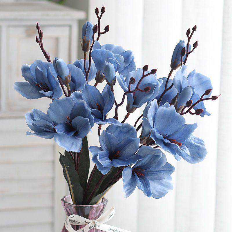 A Single 5-pronged 20-head Artificial Magnolia Flower Home Decoration Piece, Plastic Artificial Flower Shooting Prop