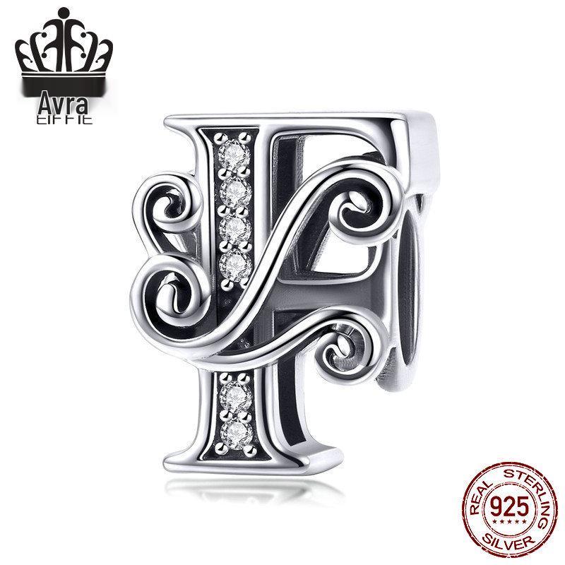 Avle 925 Sterling Silver English Letter Beaded Bracelet Beads