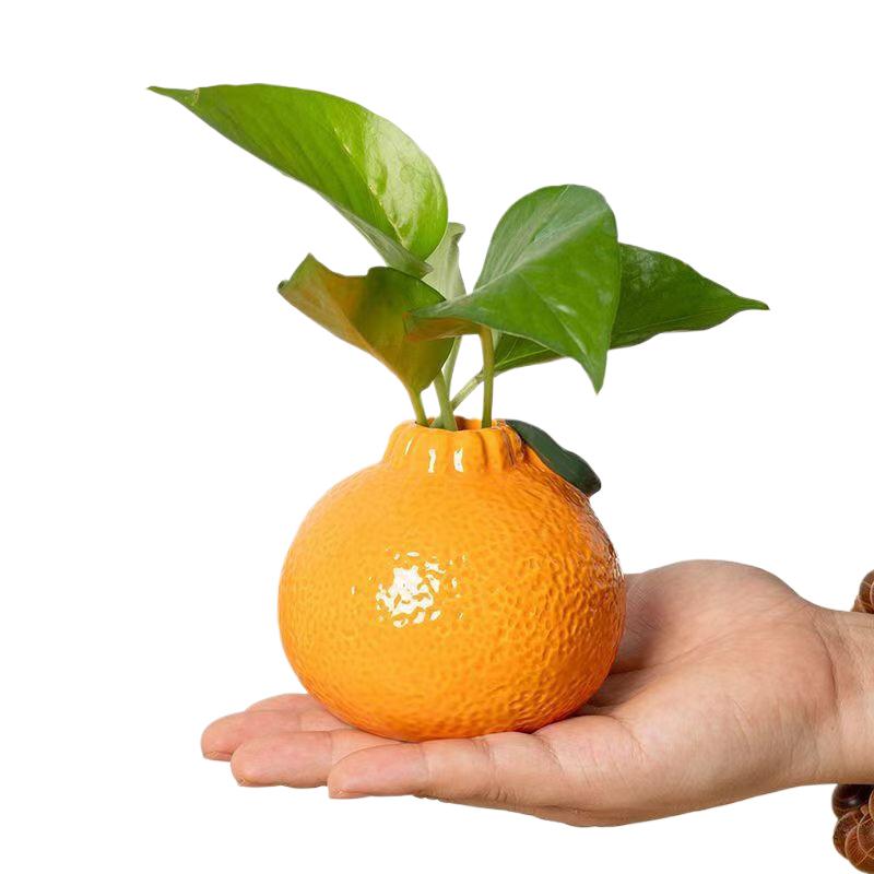 Ceramic Vase, Orange Vase For Home Decor,Decorative Vase Fruit Shape Vase Tabletop Decorative Vase Table Centerpieces Decoration