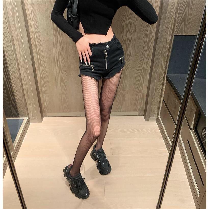 Mu Ruan Black Lace Fishnet Stockings - Trendy, Thin, Sexy Women's Summer Hosiery