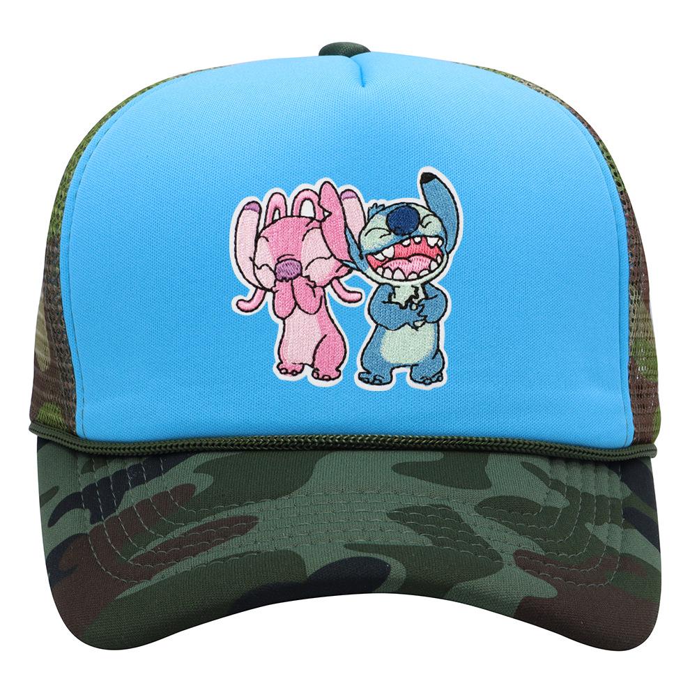 Labeling cartoon Stitch net hat color matching men's and women's baseball caps outdoor travel sunshade truck hat tide