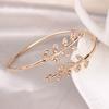 Rhinestone Leaf Inlaid Adjustable Opening Women Fashion Bangle Bracelet   Jewelry Bracelet