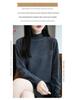 Autumn/Winter Rhinestone Semi-High Neck Knitted Sweater Top for Women