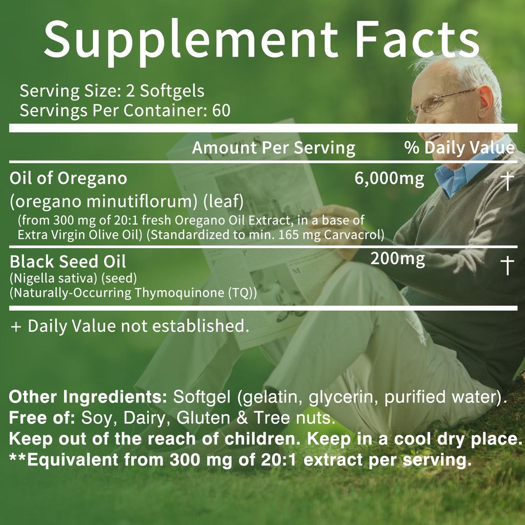 Integratore Olio di Origano 6000mg | 120 Capsule Morbide | Contiene Carvacrolo | Salute Immunitaria, Integratori Antiossidanti