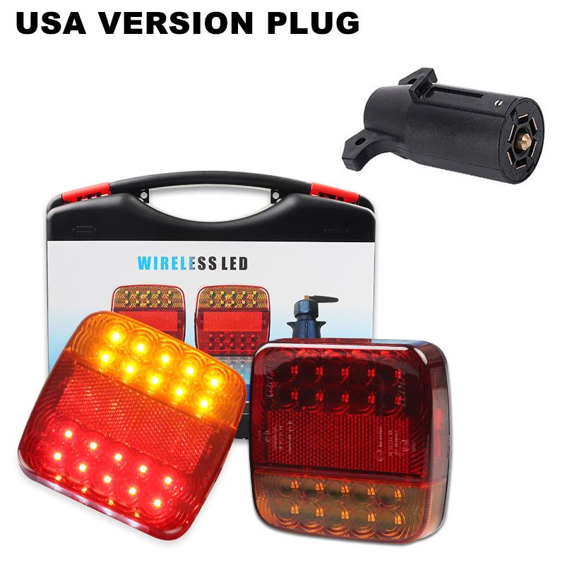 Rechargeable Wireless Reflective Lens Truck Taillights Brake Lights LED Trailer Rear Tail Turn Signal Lamp Caravan Camper Lorry