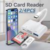 2/4 Stück USB 3.0 SD-Kartenleser OTG Micro-SD TF-Kartenadapter 3-in-1-Anschluss für iPhone 15 MacBook Laptop Kamera Tablet