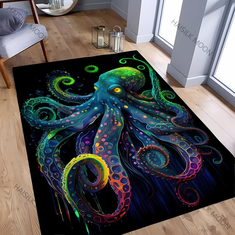 3D HD Oktopus Gedruckter Teppich Computerraum Spielzimmer Rutschfeste Dekorative Matte Wohnzimmer Schlafzimmer Büro Großflächiger Teppich Tolles Geschenk