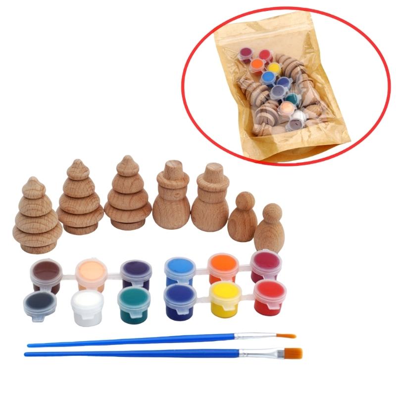 Unbemaltes Holz Baum Steckpuppen Baum Holz Rohling zum Bemalen Basteln Dekoration