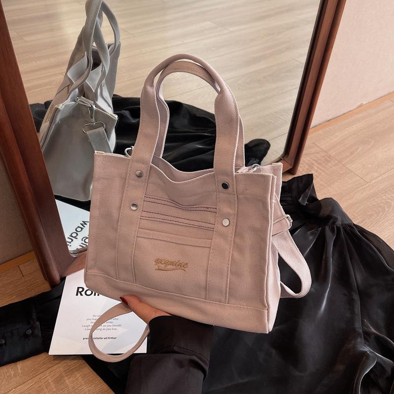 New Korean Multi-color Hand-to-wear Tote Canvas Small Bag for Women's Literary Crossbody Bag Versatile Hand-carrying Lunch Box Bento Bag