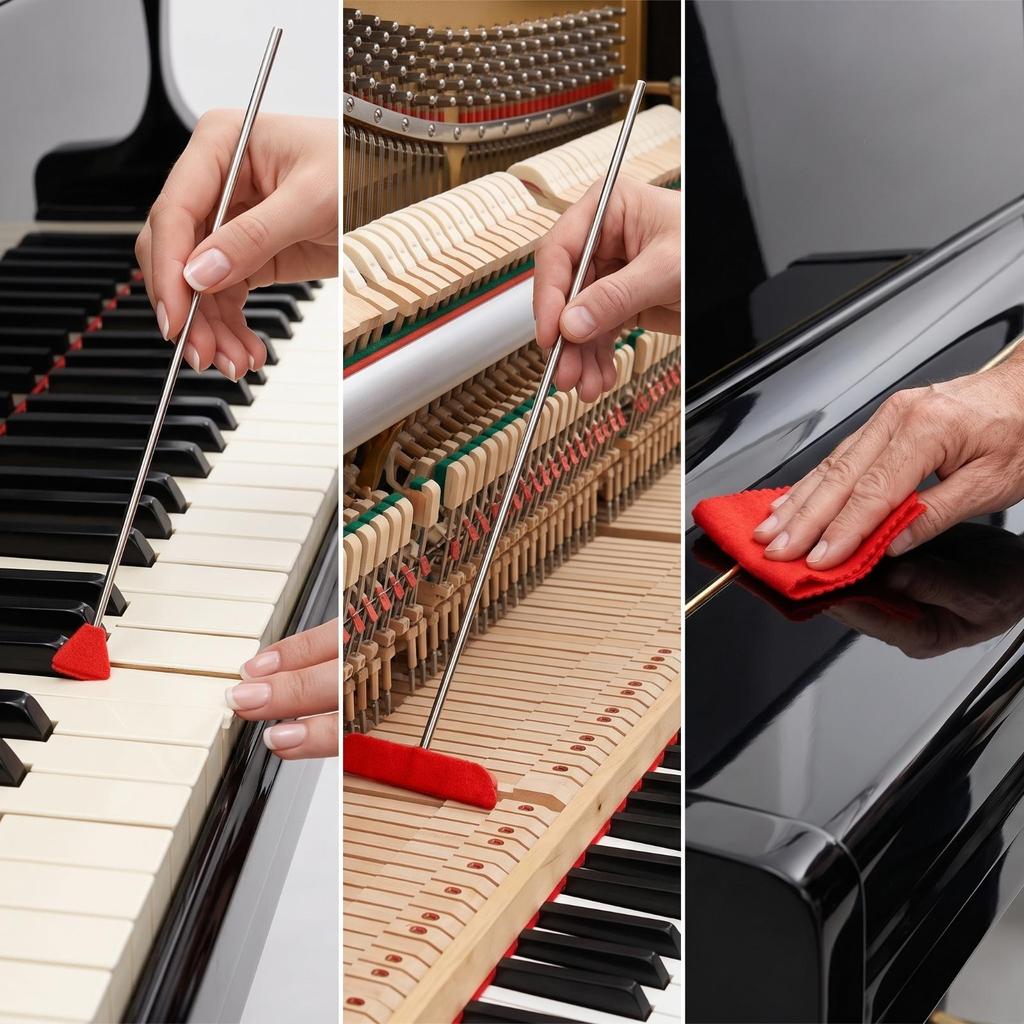 4 Pieces Piano Cleaning Kit Long-Lasting Hard-to-Reach High-Density for Pianists