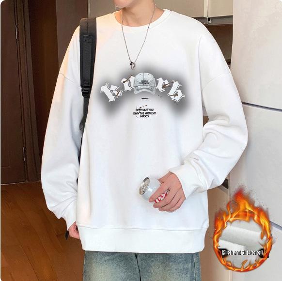 Men's Loose Fit Round Neck Sweatshirt - Autumn/Winter 2025, Plus Size, Trendy American Letter Casual Pullover