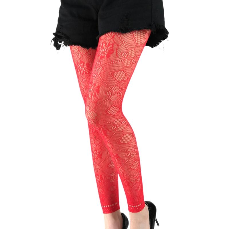 Damen Gemusterte Netz-Strumpfhose Ohne Füße Hohe Taille Für 40–75 Kg, 150–170 Cm 617/619 Max 70kg 170cm red