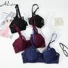 Plus Size Fashion Women's Floral Lace Bra Sexy Ultrathin Deep V Bra Unlined Push Up Brassiere for Women Intimates