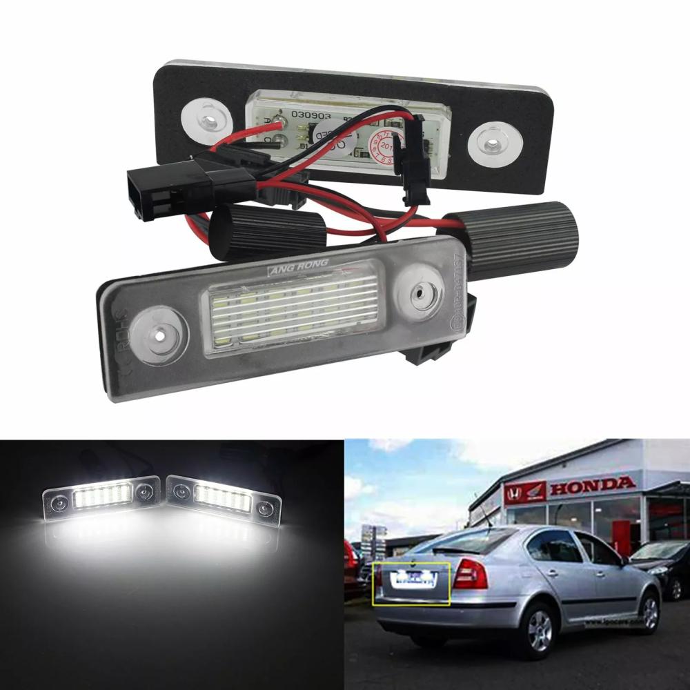 2pcs Car LED Licence Number Plate Light Canbus White OEM1Z0943021For Skoda Octavia 1Z Roomster 5J Car Accessories