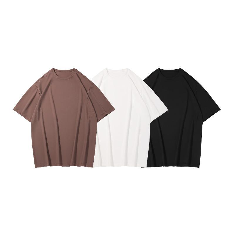 Solid-Color Crew-Neck Short-Sleeve T-Shirt for Men Quick-Dry Cooling Breathable Loose-Fit Casual and Stylish Men's Top