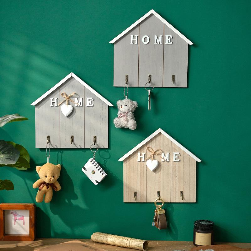 Wooden Wall-Mounted Key and Coat Hook – Punch-Free Door Hanger for Entryway