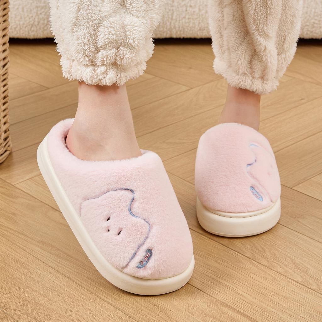 Cartoon Women Home Slippers Plush Warm Thick Bottom Slides Cute Soft Non-slip Slippers Indoor Outdoor Men Casual Slippers