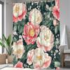 1Pc Floral Shower Curtain, Elegant Peony Chinese Pattern Bath Partition Hanging Fabric For Bathroom Decor, Polyester Material