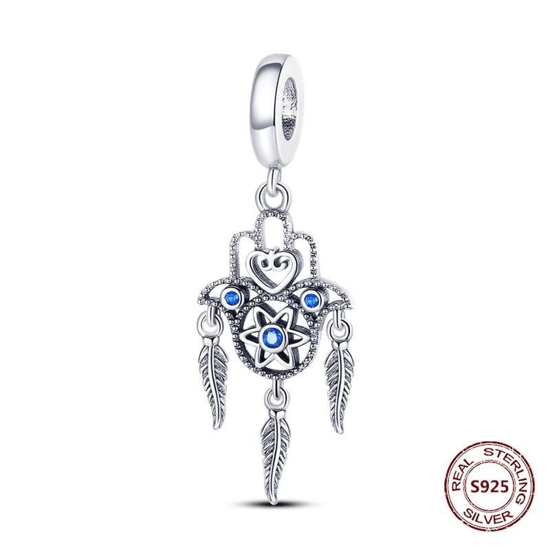 Teufelsaugen Anhänger 925 Kupfer Original Hand von Fatima Blauer Zirkon Kreuz Blaue Augen Charms Passend für Armband DIY Herstellung Zirkon Geschenk