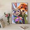 DIY Diamond Painting A Handsome Fox and A Cute Rabbit Cross Stitch Kit Mosaic Art Diamond Painting Full Circle Diamond Home Decoration