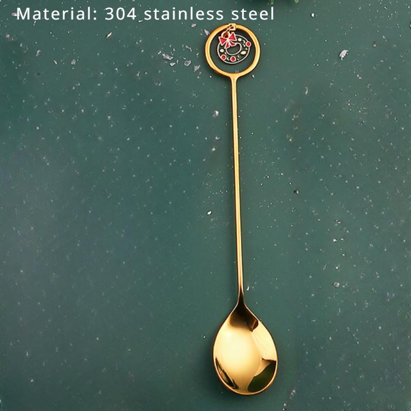 

HANYANG Рождественская десертная ложка и вилка из нержавеющей стали, подарочный набор, фруктовая вилка, кофейная ложка для Деда Мороза, бытовая посуда для отеля