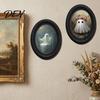 Decorative Wall Ornaments for Living Room Halloween Gothic Oval Wooden Hanging Plaque, Vintage Framed Black Cat Little Niche Aesthetic Decor