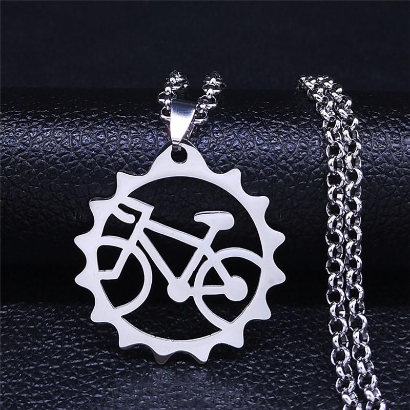 Stal Nierdzewna Wisiorek Naszyjnik Rowerowy dla Mężczyzn Kobiet Rower Kolarstwo Opona Łańcuszek Choker Biżuteria Szyjna pingente bicicleta N2654S01