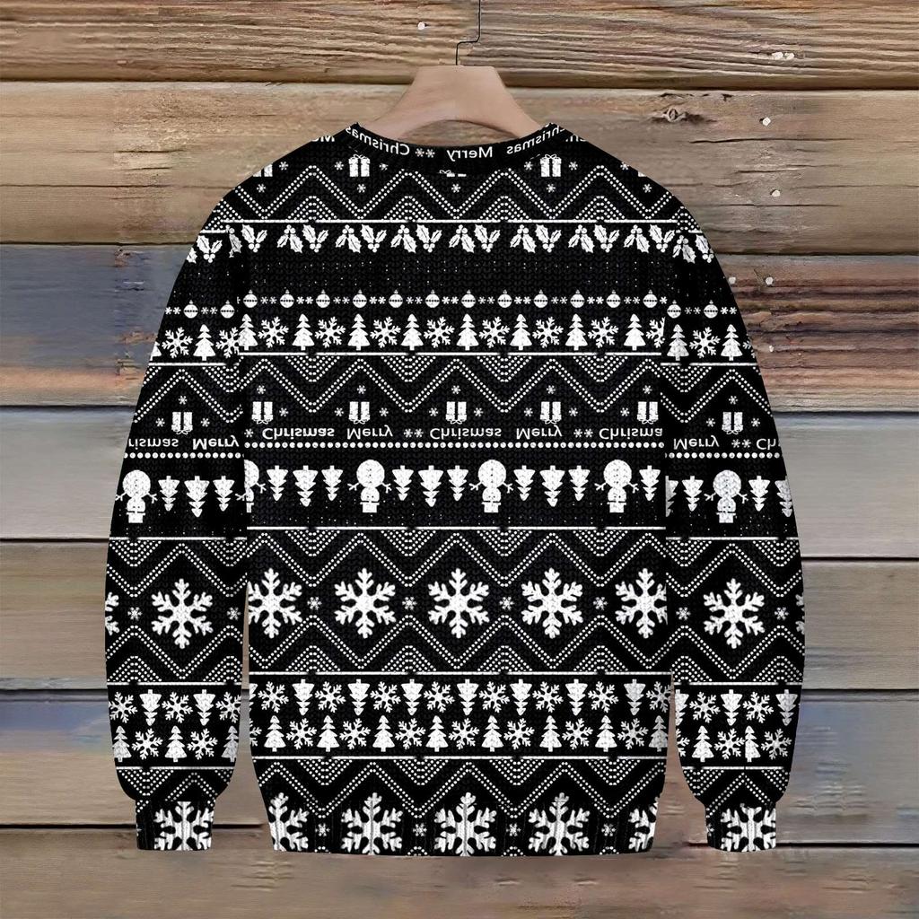 Herren Weihnachts Pullover mit bedrucktem Kragen