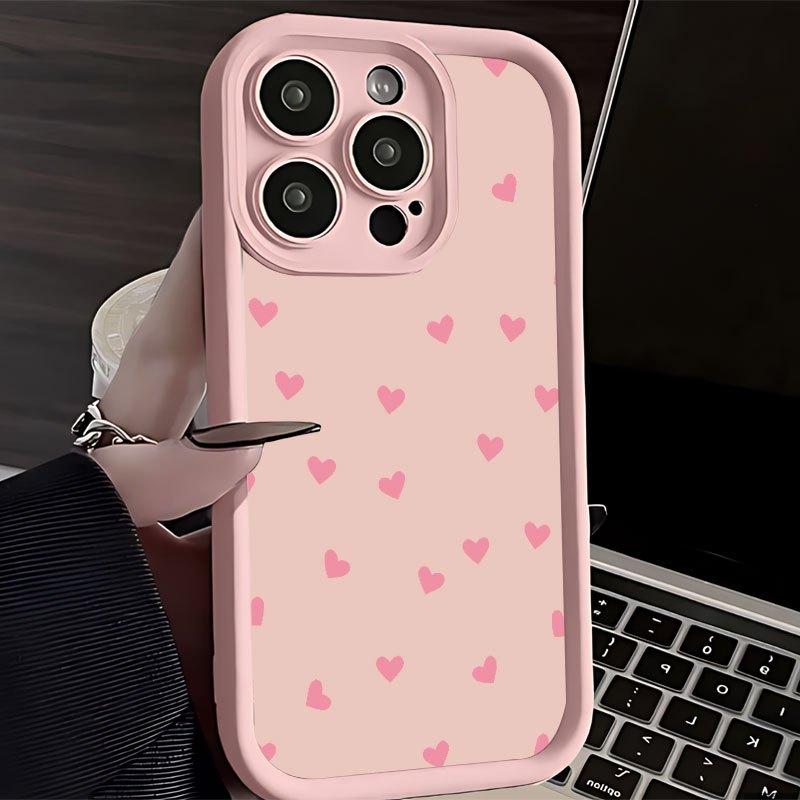 Simple heart-shaped pattern phone case suitable for iPhone 17 16 15 14 13 12 11 Pro/Max/Plus anti drop and shockproof back cover