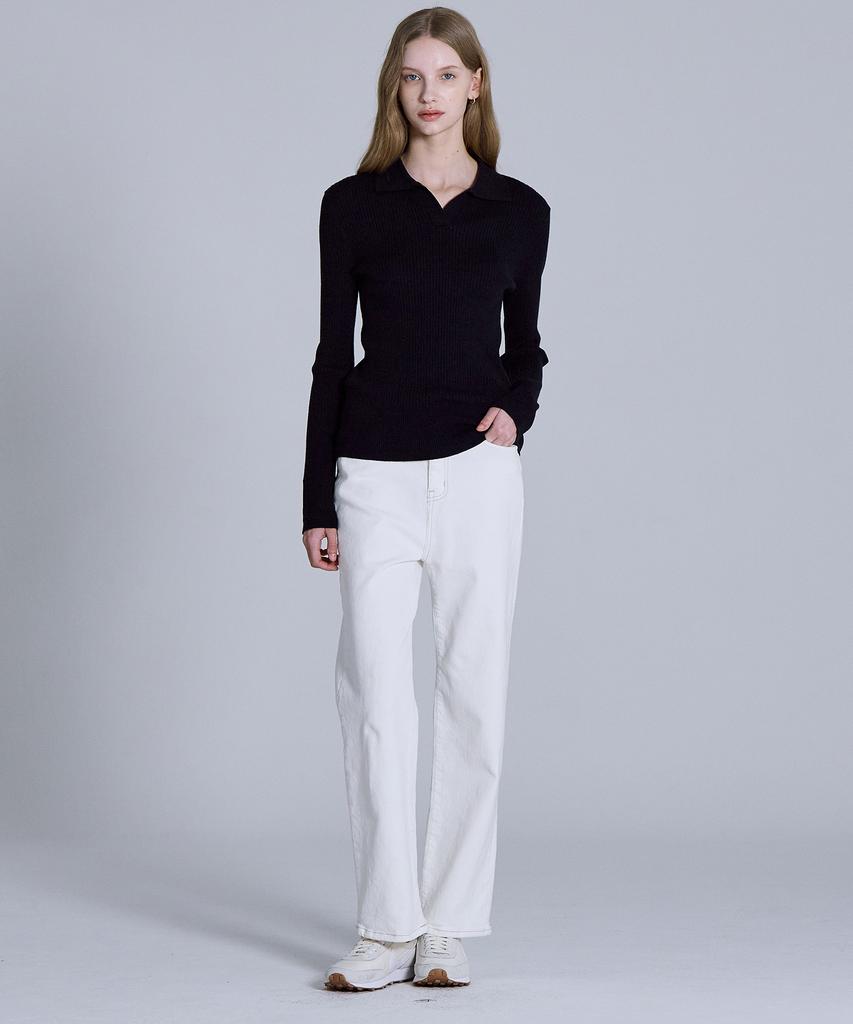 BASIC HOUSE Women'S Collared Long-Sleeve Sweater Navy Lykt7203