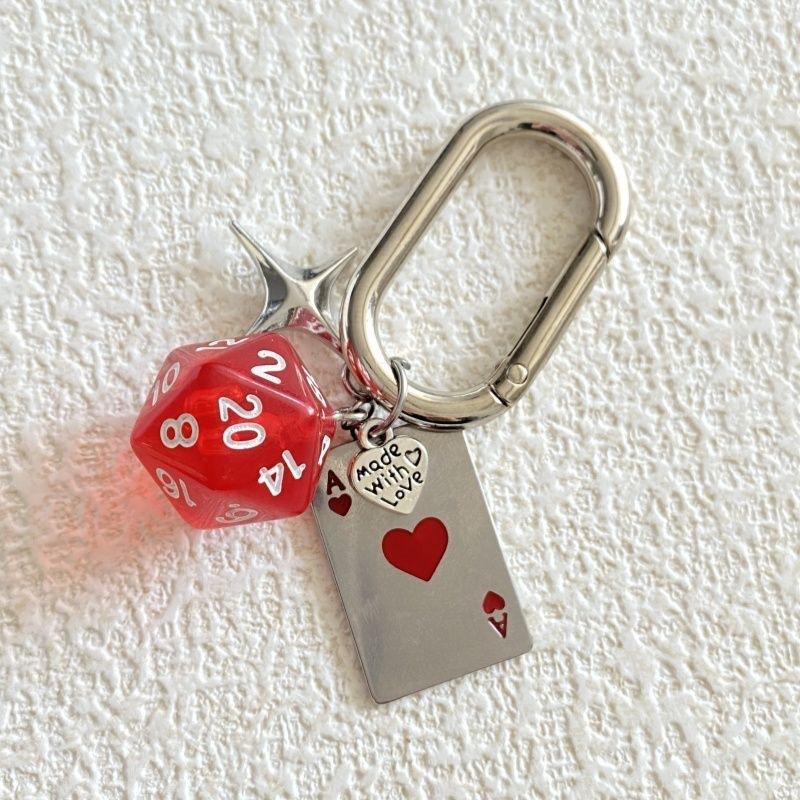 

Red Heart A Dice Keychain Bag Charms Car Keyring Exquisite Unisex Couple Backpack Decoration Fashion Accessories Gifts A1