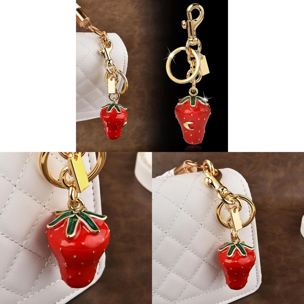 Large Strawberry Fruit Keychain Alloy Keyring For Car And Bag Decor