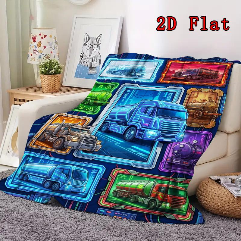 Future Tanker Trucks Showcase 2D Flat Pattern Flannel Blanket, High Quality All Seasons, Home Decor, Warmth and Comfort, Perfect for Christmas Gifts.