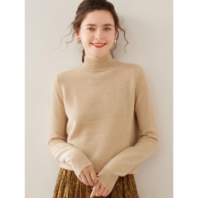 

Новый осенне-зимний двухслойный толстый кашемировый свитер для женщин с полувысоким воротником, универсальная шерстяная базовая рубашка, мягкий и эластичный свитер M