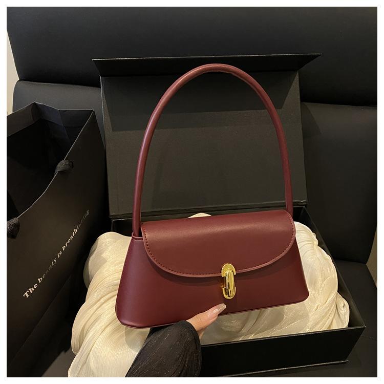 Niche Retro Simple Underarm Baguette Bag 2025 New Fashion High-end Bag Texture Versatile Shoulder Bag Tide