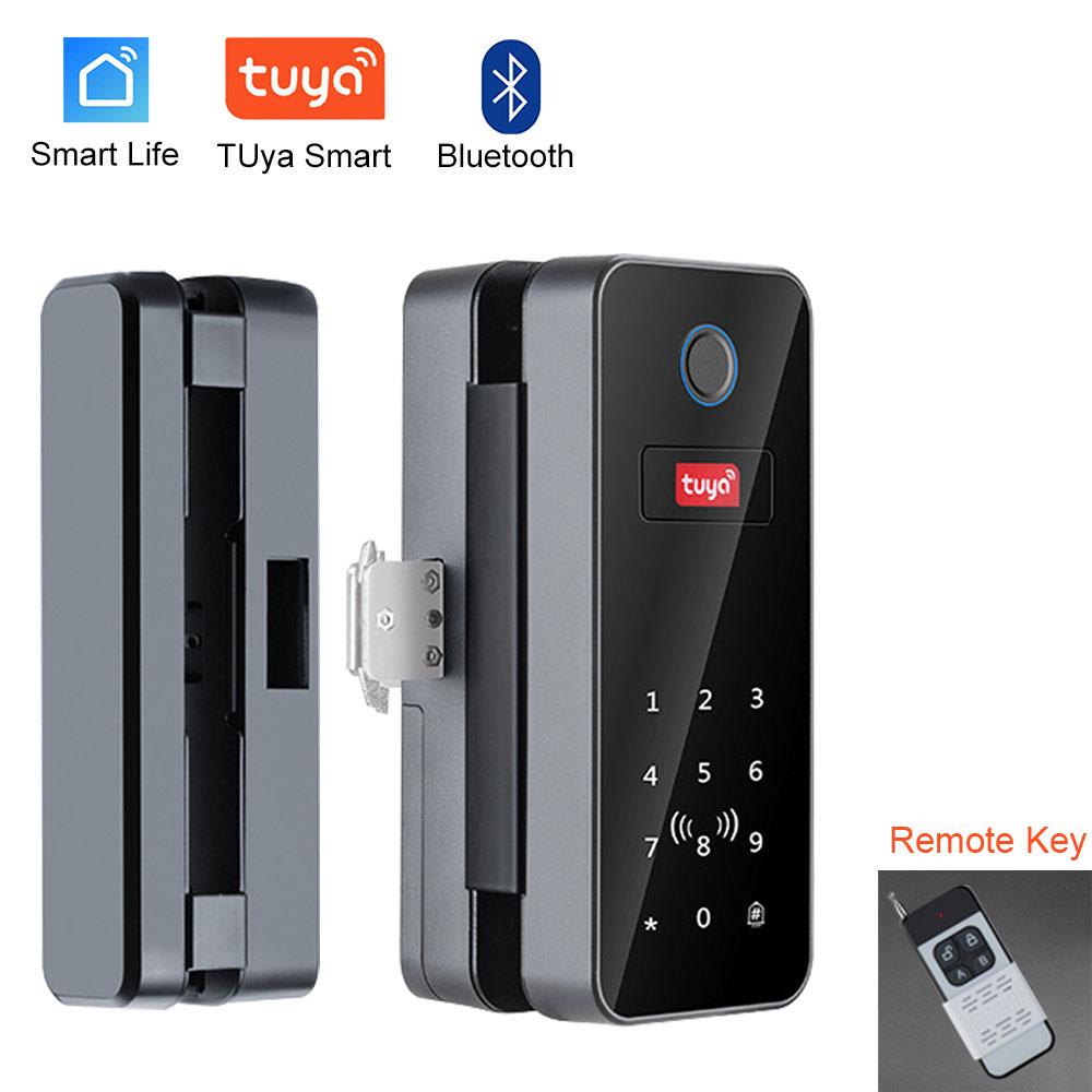 Bluetooth Electronic Glass LOCK Fingerprint Recognition Smart Lock Tuya APP Rfid Card Biometric Unlock for Glass Door Lock