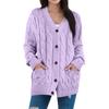 Women's Fashion Solid Color Casual Cardigan Jacket Cable Knit Button Cardigan Sweater