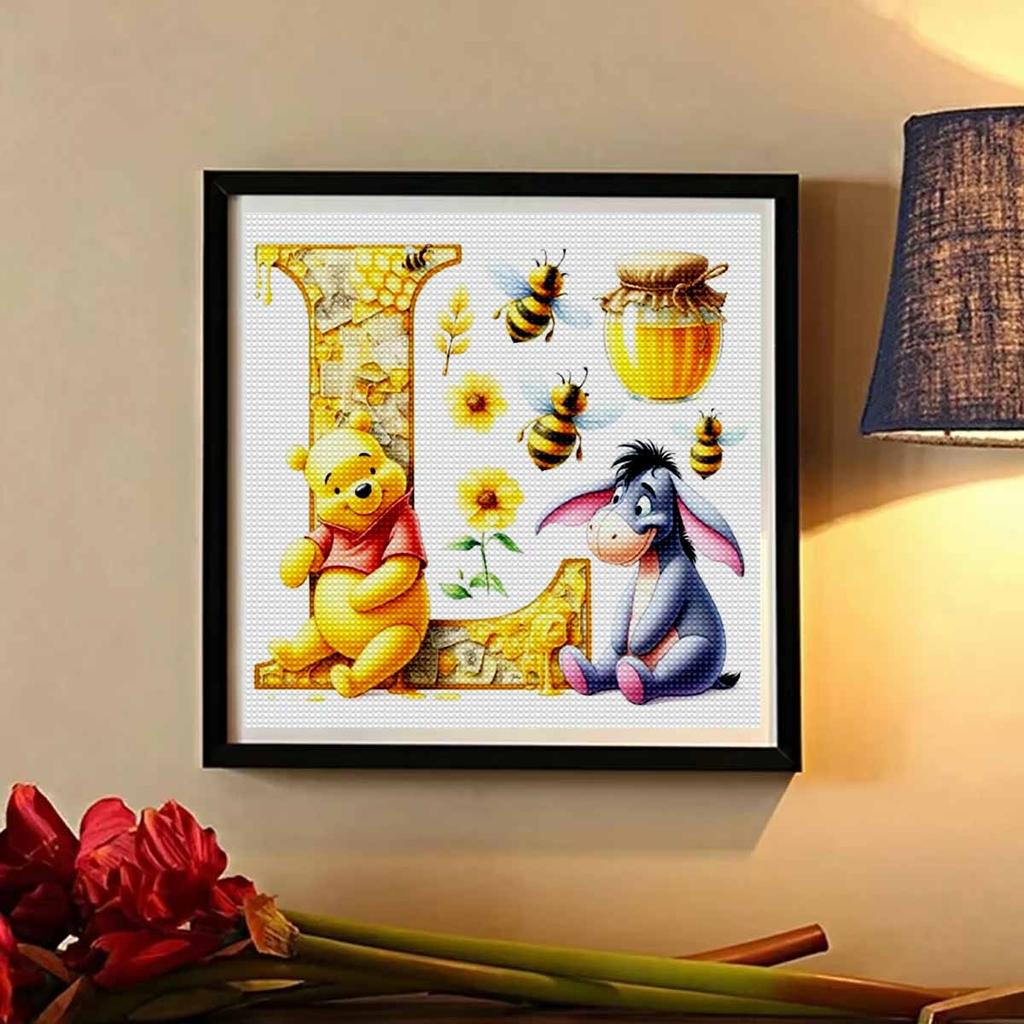DIY Diamond Painting Round Diamond The Letters "L" In Vini and Eeyore Full Diamond Mosaic Home Decoration Painting Cross Stitch Kit
