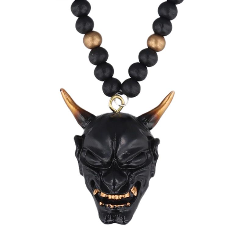 1Pc Hannya Helmet Car Accessories Charm Rear View Mirror Samurai Auto Ornament Japanese Oni Hanging Pendant