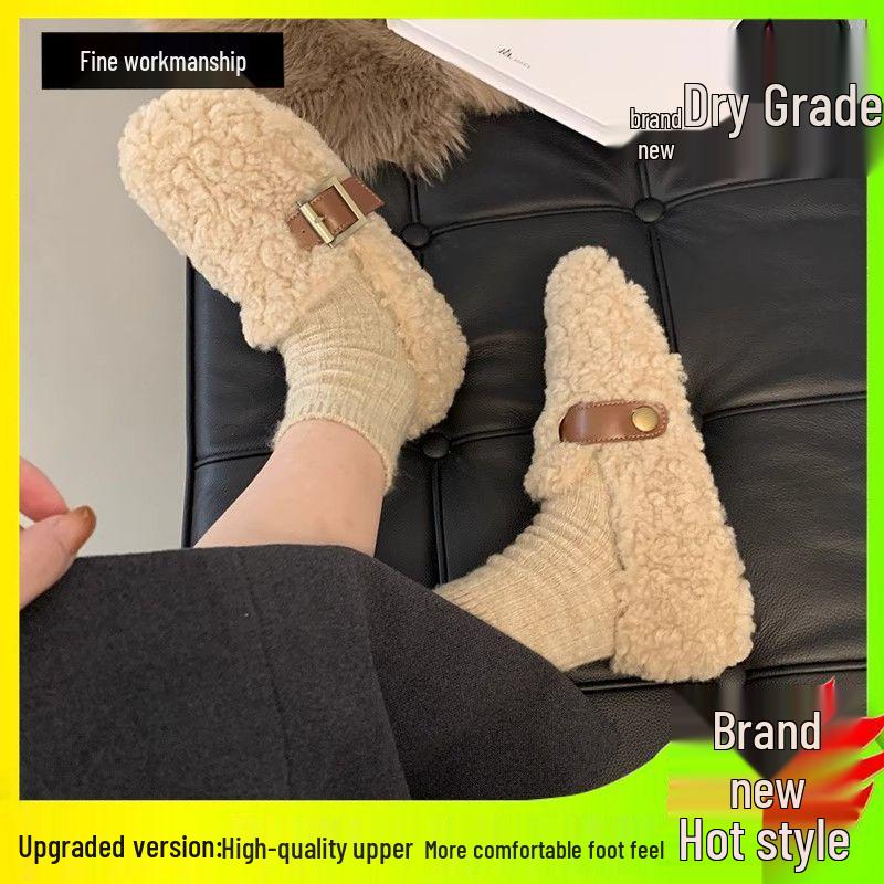 Dámské sametové mokasíny slip-on s kožešinou v korejském stylu - Nové 2025 Jemný vílí styl