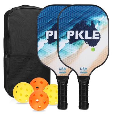Zestaw rakietek do pickleballa z włókna szklanego Zestaw paletek do pickleballa składający się z 2 rakietek i 4 piłek do pickleballa