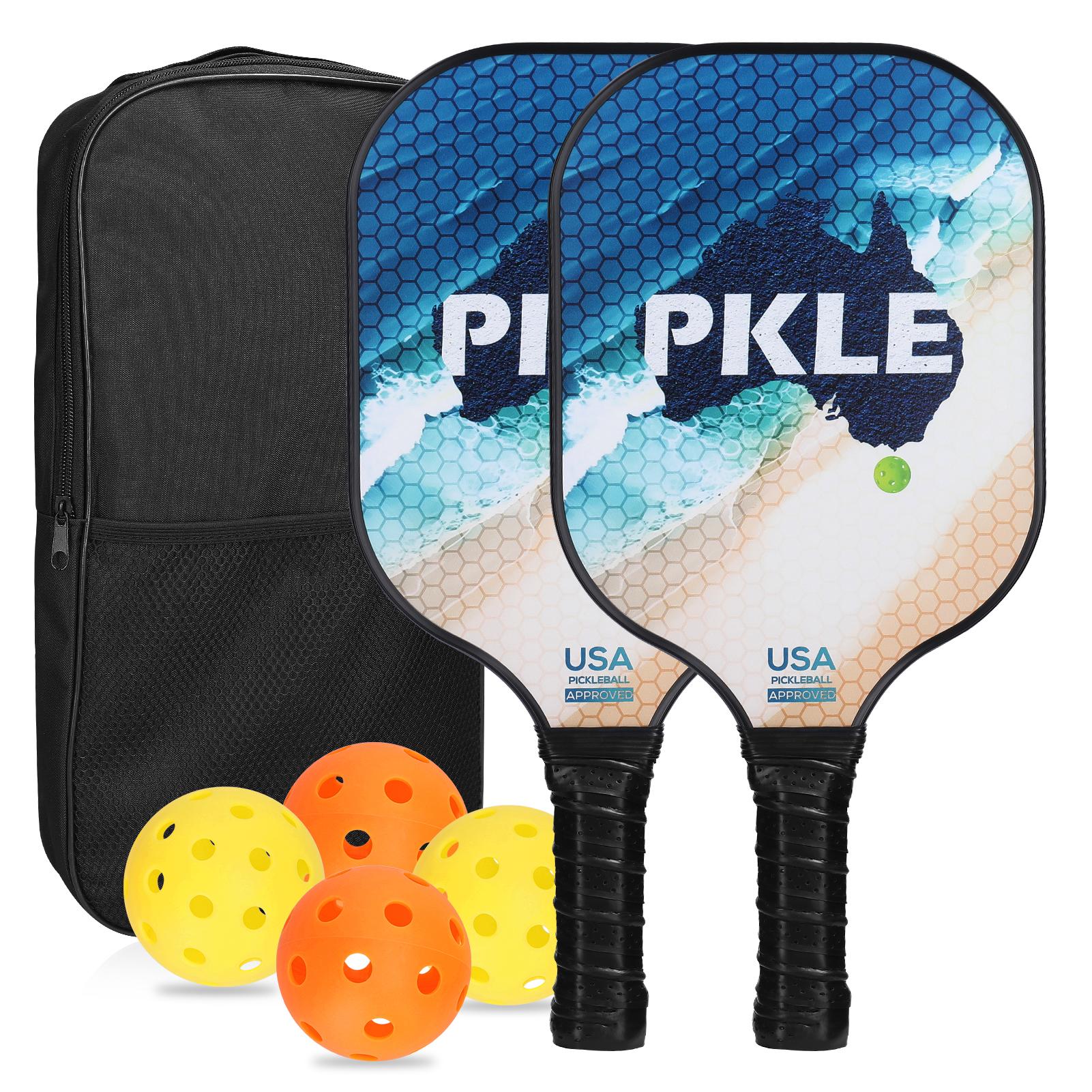 

Набор ракеток для пиклбола из стекловолокна, набор из 2 ракеток и 4 мячей для пиклбола разноцветный