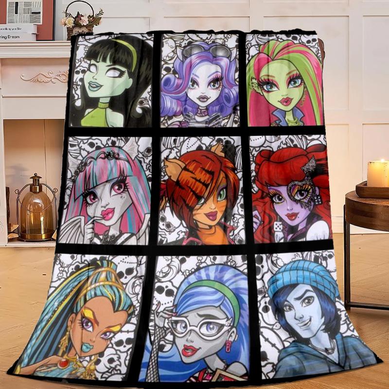 1PC Monster-High Party Flannel Blanket Gift, Suitable for Both Men And Women, Soft Ideal for Beds And Sofa, Birthday Or Christmas Gift