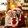Plush Santa Hat Christmas with Braids And Pom Pom, Holiday Red Creative Braided Cosplay Hat, Novelty Xmas Party Costume for Kids Adults Fun Headwear