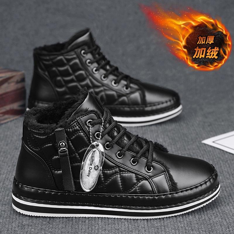 

Зимние ботинки мужские термобелье бархат хлопок обувь мужская зимняя 2024 новая универсальная высокая мужская обувь повседневная модная обувь черного цвета 39